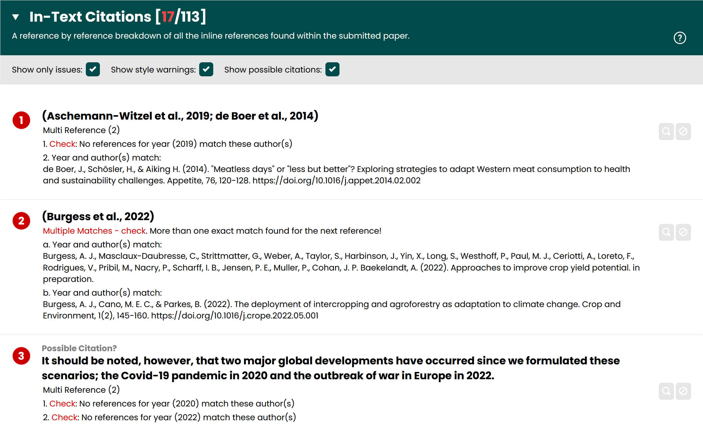 Screenshot of expanded in-text section