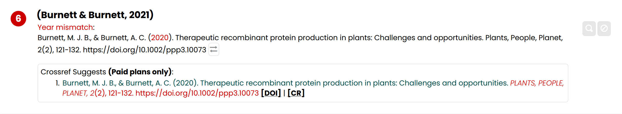 Screenshot of issue with Burnettt & Burnett citation
