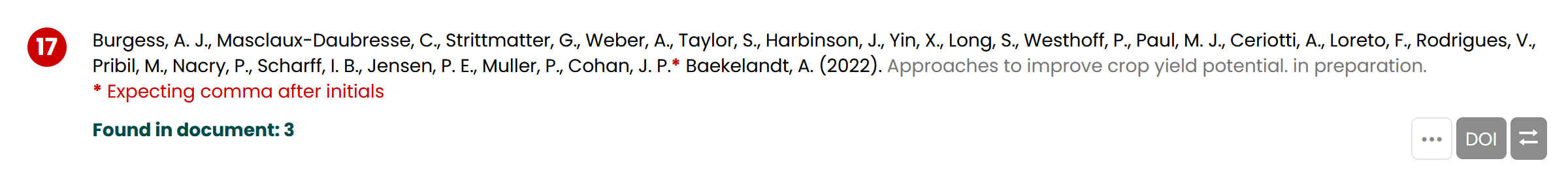 Screenshot of issue with Burgess reference