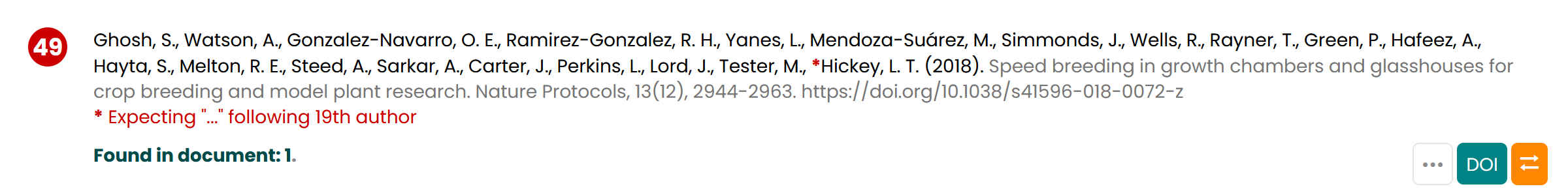 Screenshot of issue with Ghosh et al. reference list entry