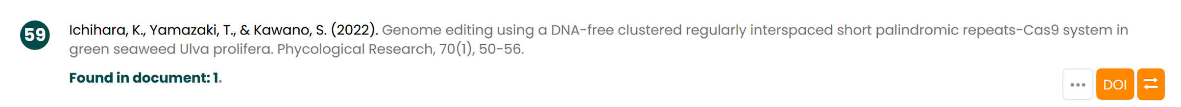 Screenshot of issue with Ichihara reference list entry