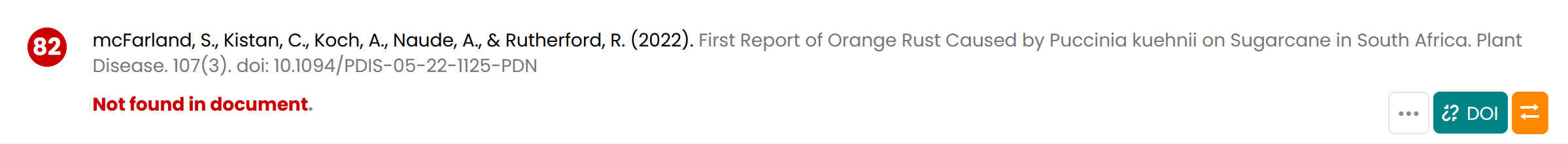 Screenshot of issue with mcFarland et al. reference list entry