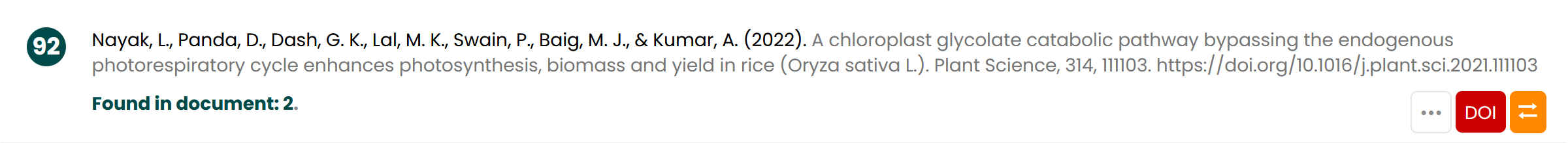 Screenshot of issue with Nayak reference list entry