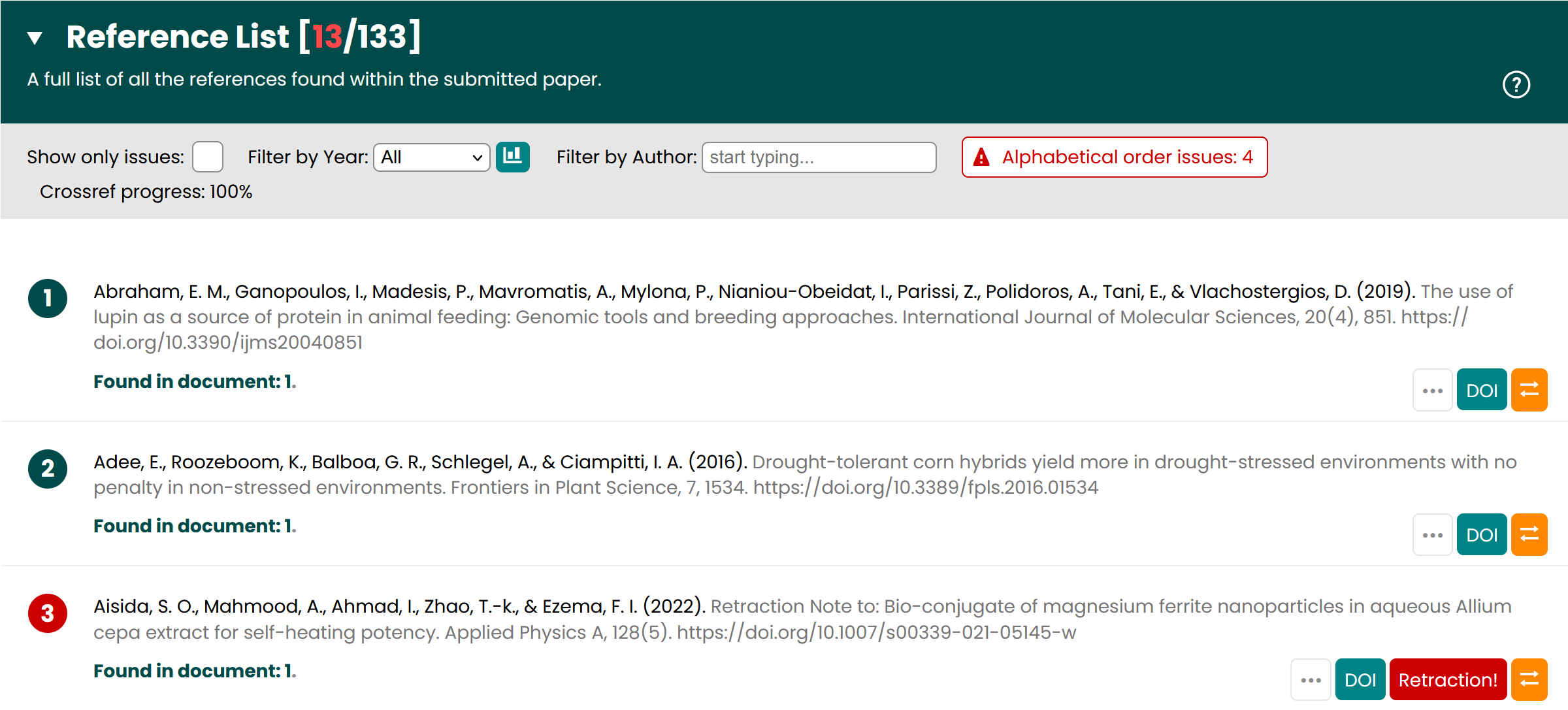 Screenshot of expanded reference list section on Recite